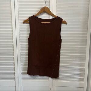 Chic Brown Button-Detail Tank Top